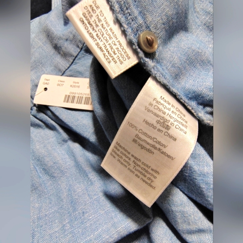 NWT J. Crew Denim Blue Chambray Wrap Blouse Indigo Star Print Women's XS NEW! - Picture 8 of 10